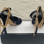 Bottega Veneta Authentic Black Gold Chain-embellished Macramé and Leather Pumps Photo 6