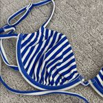 We Wore What NWT  Ruched underwire top coastal blue offwhite micro stripe Photo 1