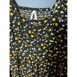 Mudd Vintage Ditsy Floral 2000s Short Dress Green Blue Butter Yellow Buttons Photo 2