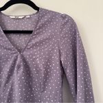 Uniqlo Lavender Dotted Dress Purple Cuff Button Sleeve Size Extra Small XS Mini Photo 2