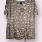 Deletta  from Anthropologie Floral Striped Side Tie Top Small Photo 0