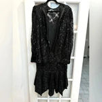 Vintage Judith Ann Creations Neiman Marcus Beaded Sequin Midi Formal Gown Size L Black Size L Photo 4