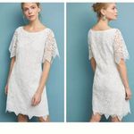 Anthropologie Charleston White Lace Short Sleeve Mini Dress Women's Size 14 Photo 1