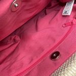 Old Navy Vintage Style Straw Woven Floral Handbag with Bamboo Handles Photo 3