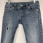 Miss Me  Distressed Jeweled Cross Stretch Denim Bootcut Jeans Size 28 Photo 1