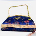 Chinese Embroidered Blue Floral Clutch w/ Detachable Chain Strap Photo 6