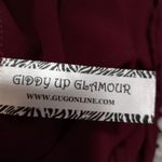 Giddy Up Glamour  M Sleeveless Cutwork Lace Front Layered Swing Top in Maroon Photo 11