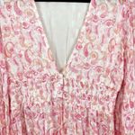 Rococo Sand Candy Blouse Pink Paisley Metallic Long Sleeve Size Medium Photo 6