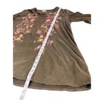 Umgee  Boho Dark Green Floral Embroidered Faux Suede Ruffle Sleeve‎ Tunic Dress L Photo 4