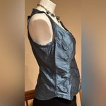 Areli Collection Herms Metallic NWT Satin Cornflower Blue Zipper On Side… Size 8 Photo 4