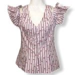 Belle Sky NWOT Red White Floral Poplin Blouse Top Photo 0