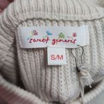 Sweet Generis Sweater Womens Size S/M Cream Ribbed Mock Neck Faux Fur Trim Cozy Brown Photo 4