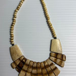 Tribal Bib Necklace Wood Bone Look Statement Boho Bohemian‎ Fashion Jewelry Tan Photo 0