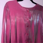 Avon L Blouse Pink Two Tone Dhoop Chao Shimmer Long Sleeve Button Collarless Size L Photo 1