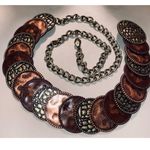 Chico's Chico Belt Mixed Metal Heavy Adjustable Discs Cooper Brass Silver Chain Photo 1