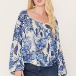 Free People Up For Anything Mesh Top Blue & White Tea Combo size s/p Photo 0