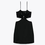 ZARA  Black Satin Effect Metal Ring Cut Out Mini Dress M Photo 2