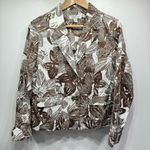 Coldwater Creek Brown & White Leaf Pattern 100% Cotton Long Sleeve Jacket MP Photo 3