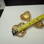 Heart Shape Brooch Pin 1 With Faux Pearl 2 Blue Rhinestone Gold Tone Lot Of 3 Photo 5