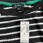 Dress Barn  Sz S White Black Striped Stretch Pullover Blouse Asymmetrical Hem Photo 1