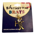 Birthstone Brats Grad Brat Jet Charm Genuine Austrian Crystal Pendant Graduation Gold Photo 0