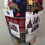 Reversal USA Quilted Christmas Vest Reindeer Plaid Snow Holiday Village Kitsch Blue Size M Photo 2
