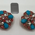 Charter Club  Gold-Tone Crystal China Blue Button Earrings NWT Photo 2