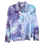 Old Navy  Large Top Handmade Tie Dye Shirt Button Up Long Sleeve‎ Purple Blue 904 Photo 0