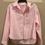 Beach Lunch Lounge Pink Striped Button-Up Long Sleeve Shirt Photo 1