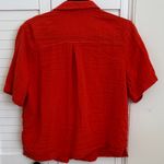 Old Navy Orange Crinkle Gauze Button-Down Short Sleeve Shirt, Small Photo 8