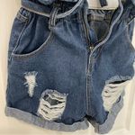 SheIn  Elastic Tie Waist Deconstructed Denim Shorts Dark Wash Women’s Size XS Photo 4
