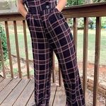 All in Favor  red black plaid jumpsuit Photo 0