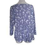 Charter Club 1X Blue White Stripe Floral Pima Cotton Boatneck Top Preppy Chic C Photo 3