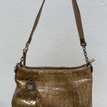 Brighton Croc Olive‎ Green Shoulder Bag Purse Zipper Charm And Dust bag B Tan Photo 0