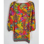 Trina Turk Swimsuit Cover Up Small Orange Paisley Floral Mini Batwing Sleeve Photo 5
