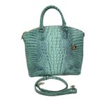 Brahmin Large Duxbury Satchel Bag Biscay Melbourne Blue Green Leather Croc Photo 1