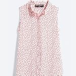 Karl Lagerfeld Pearl Collar Button Down Sleeveless Polka Dot Twee Blouse Medium Photo 5