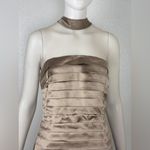 Vera Wang Vintage Seamless long Sleeve Satin Dress in Tan Size 8. D2 Photo 3