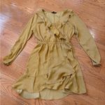 EXPRESS Ruffle Faux Wrap Long Sleeve Mini Dress – Mustard Yellow – Size S Photo 2