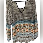 Blu Pepper  Women's Sheer Blouse Long Sleeve Boho Style Multicolored Size M Photo 1