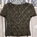 Papell Boutique Vintage 90s Evening Silk Beaded Top S Black Gold Holiday Glam Photo 9