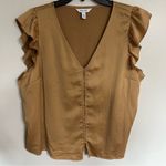 Nine West Women’s  Button‎ Front Ruffle Sleeve Tank Top Size 2XL Goldish Bronze Photo 0