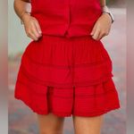 Day + Moon Tiered ruffle lace skirt high rise preppy loveshackfancy embroidered Red Photo 9