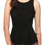 Urban Outfitters ‎  STARING AT STARS Black Crochet Peplum Hem Top EUC Small Photo 0
