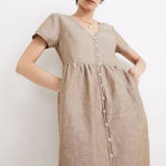 Madewell  Alexandra linen blend button front dress- M Photo 0