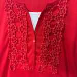 Van Heusen  Embroidered 3/4 sleeve red top, faux layered, Sz L, Casual Y2K Photo 1