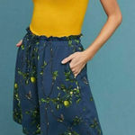 Anthropologie  Blue‎ Lemon Print Oversized Burmuda Shorts Photo 0