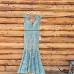 Mac Duggal 79230 Embellished Feather Cap Sleeve Illusion Neck Trumpet Gown Photo 3