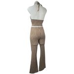 Princess Polly Brown Plaid Checkered Halter Crop Top & Bell Bottom Pants Set 0 Photo 1