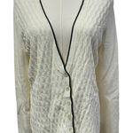 Emma James Emma & James V-neck Button‎ Front Cardigan Womens L cable knit White classic Photo 0